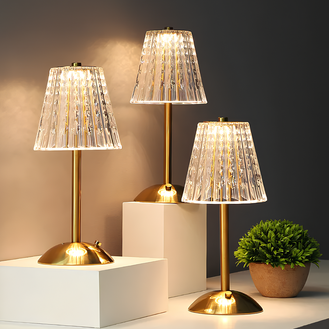 Touch Activated LED Crystal Table Lamp Cordless Dimmable Lighting