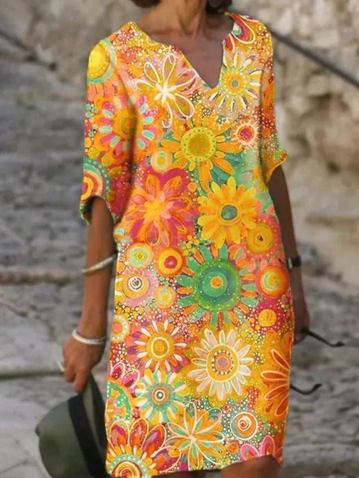 Romina | Floral V-ausschnitt Sommerkleid Für Frauen