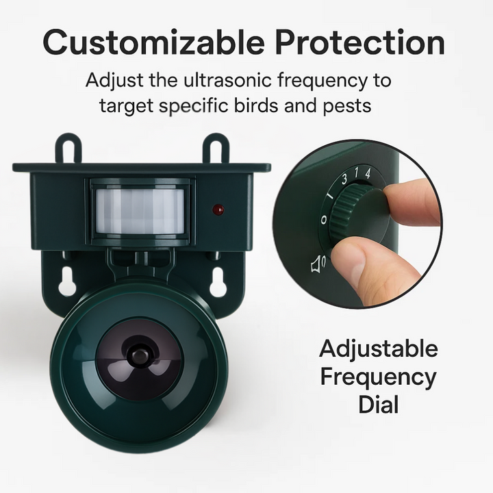 Solar Powered Bird Deterrent Motion Activated Sound Repeller