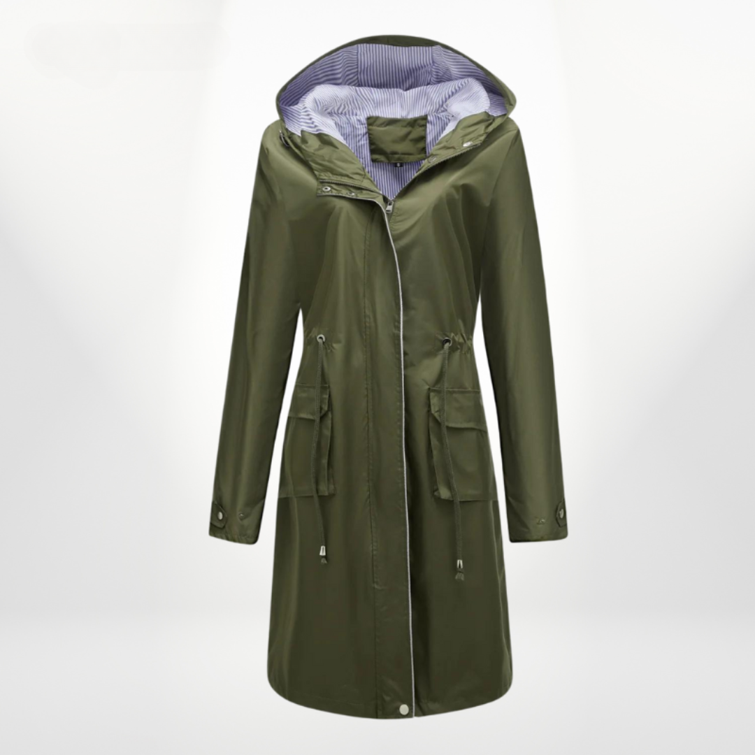 Regenjacke Mit Gestreiftem Futter Für Damen | Mittellang