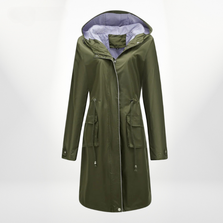 Regenjacke Mit Gestreiftem Futter Für Damen | Mittellang