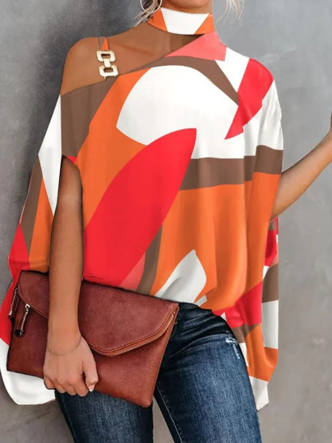 Lyra | Einschultriges Top Mit Geometrischem Print Für Damen | Lockere Passform