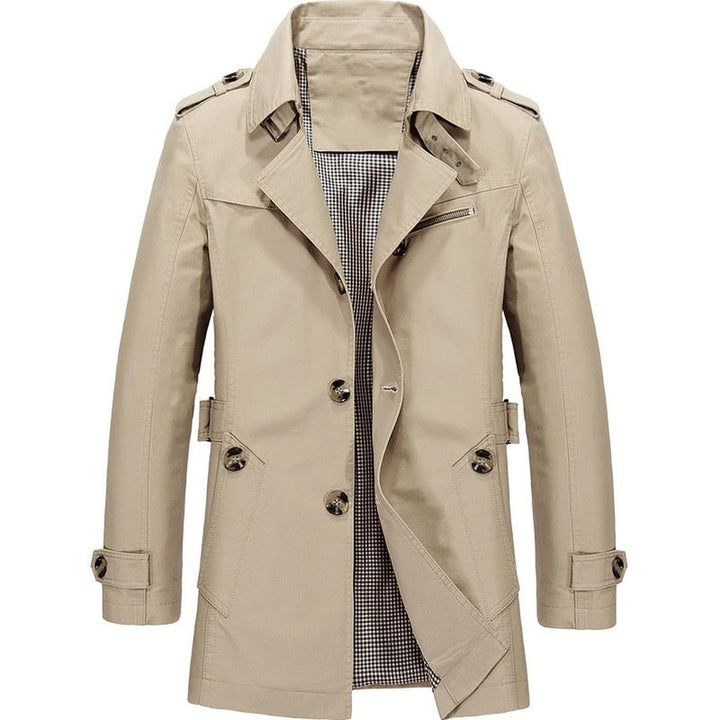 Klassischer Zweireihiger Trenchcoat Für Herren | Lang