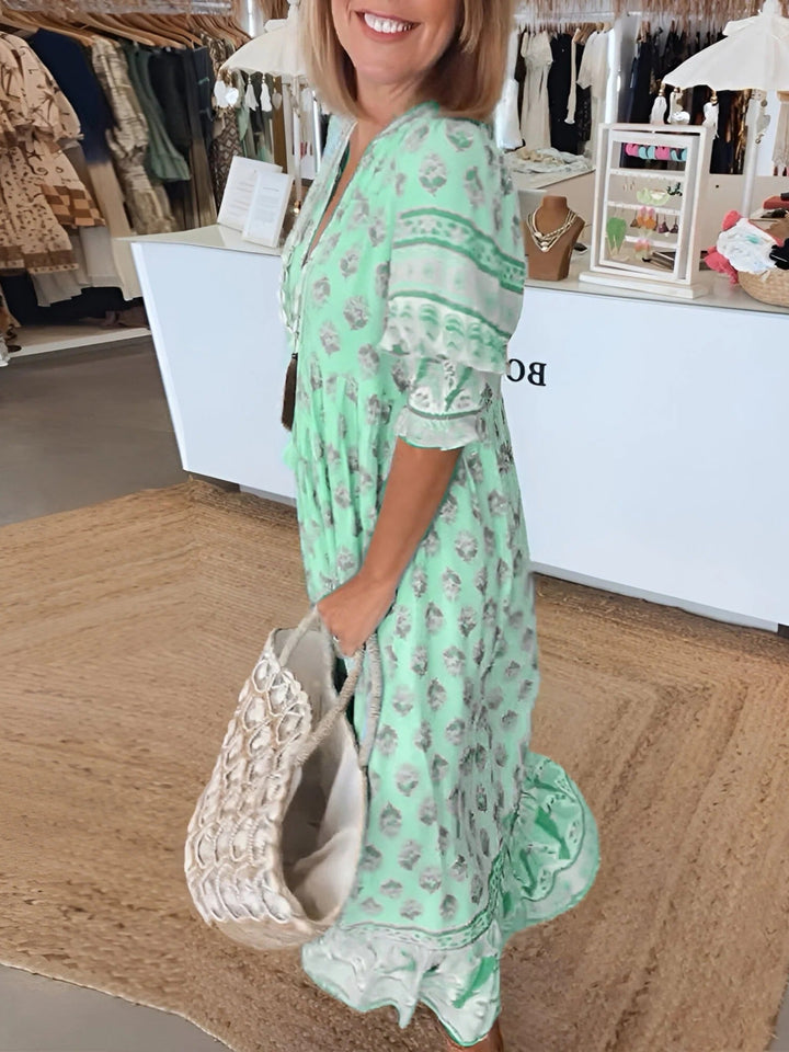 Florence | Boho V-ausschnitt Sommerkleid Für Damen | Maxi
