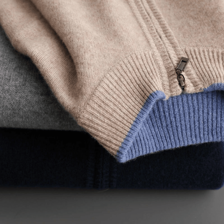 Herren Kaschmir Reißverschlussjacke Mit Langen Ärmeln | Winter
