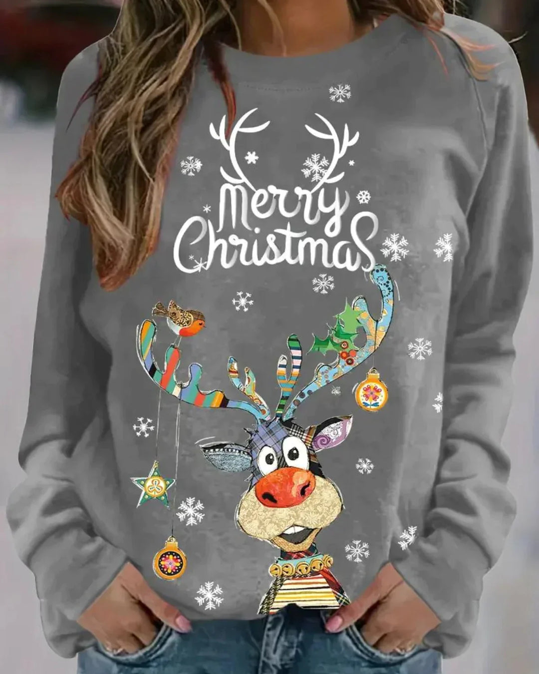 Damen Trendy Weihnachts-Sweatshirt | Langarm
