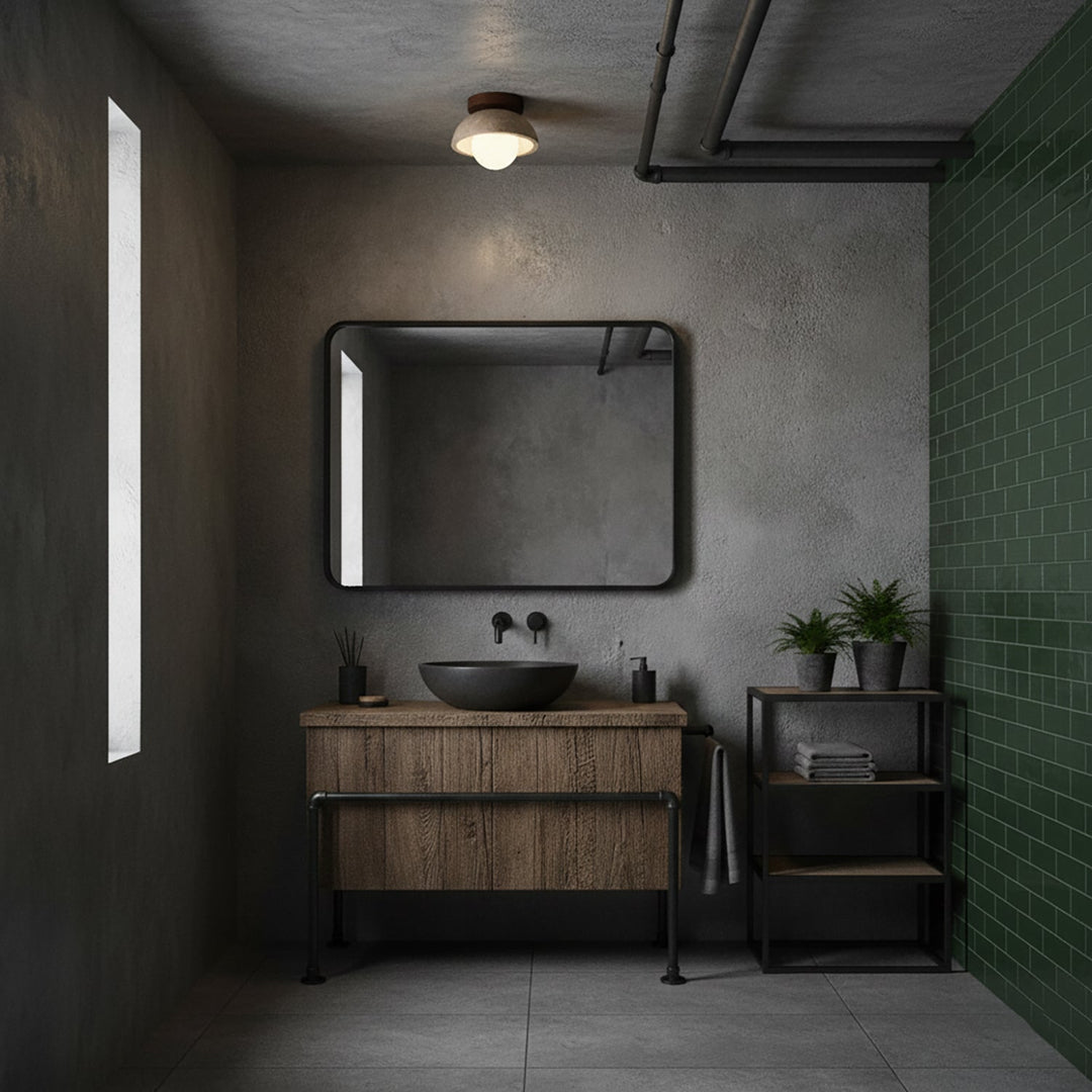 Lámpara de techo decorativa con acabado de piedra en forma de globo