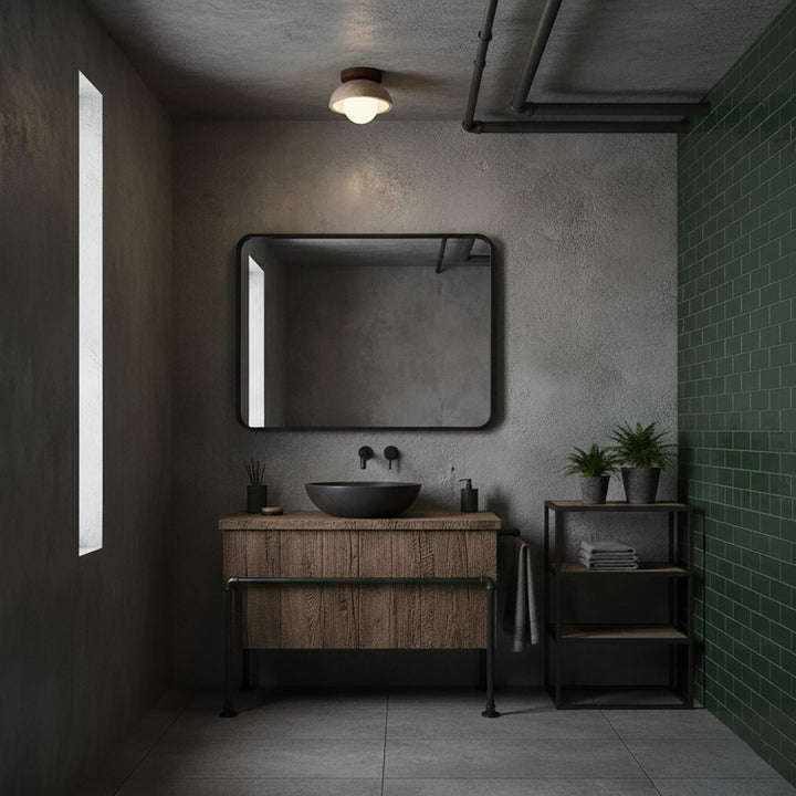 Lámpara de techo decorativa con acabado de piedra en forma de globo