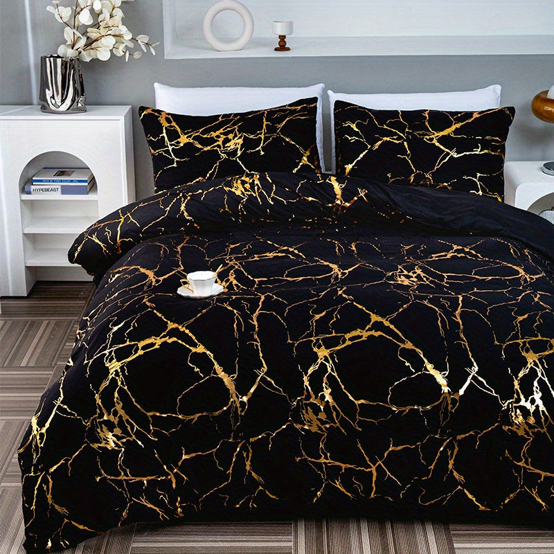 Hot Stamped Marble Quilt Cover and Pillowcase Set
