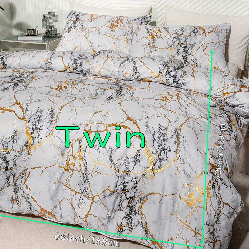 Hot Stamped Marble Quilt Cover and Pillowcase Set