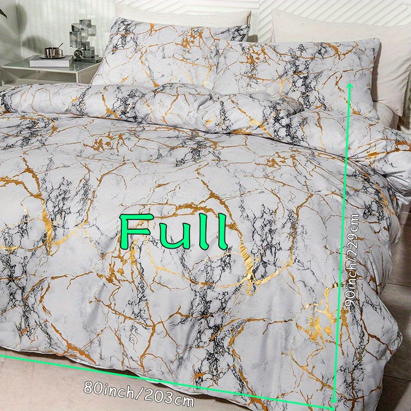 Hot Stamped Marble Quilt Cover and Pillowcase Set