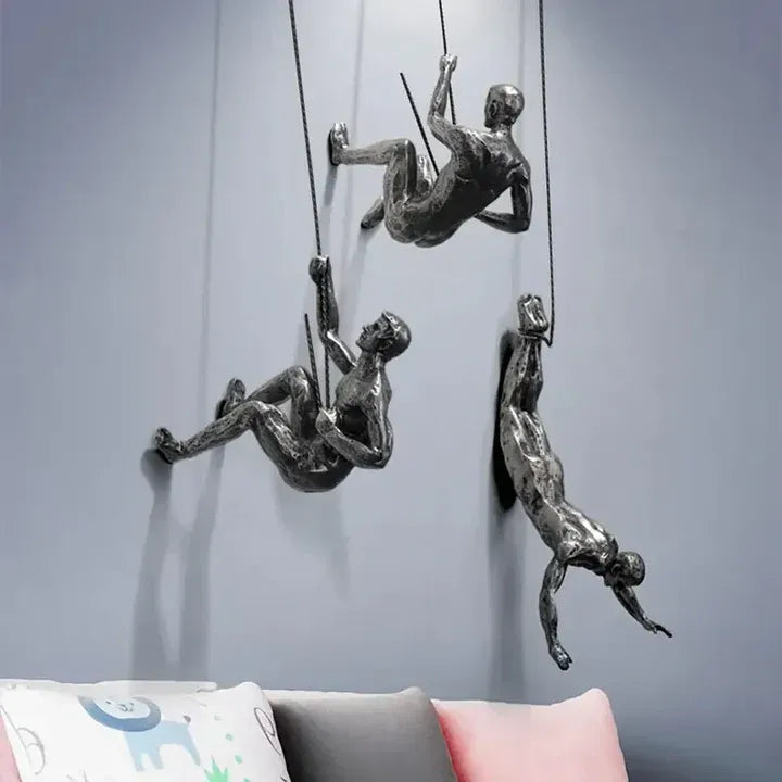 Wanddeko-Set Kletternde Männer – Kreatives & Dynamisches 3D-Design | Moderne Metallkunst für Wohnzimmer, Flur & Büro