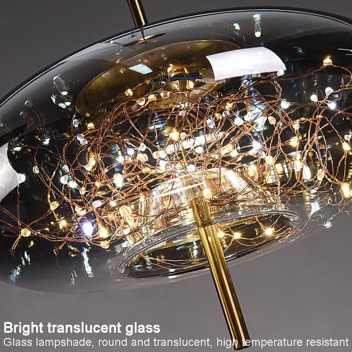 Hanging Glass LED Pendant Light Warm Ambient Ceiling Illumination