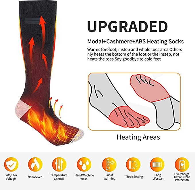 Unisex Rechargeable Heated Socks Fast Heat & Adjustable Warmth