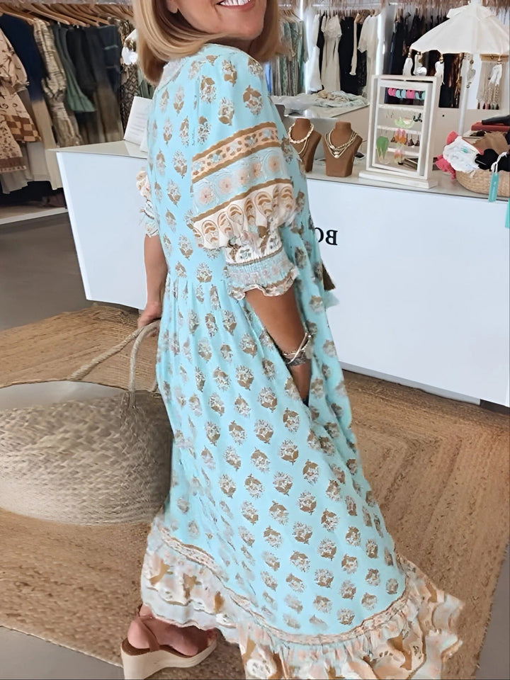 Florence | Boho V-ausschnitt Sommerkleid Für Damen | Maxi
