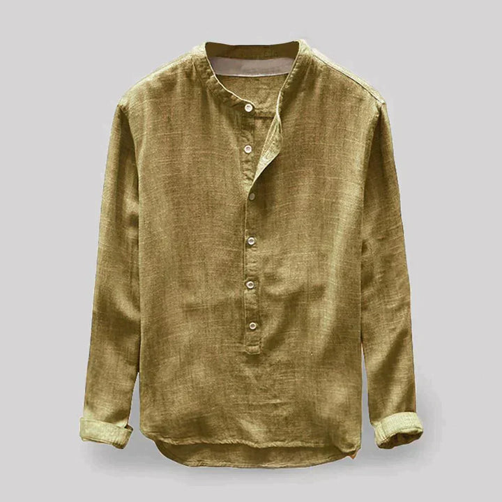 Einfaches Henley-Kragenhemd Für Herren | Langarm