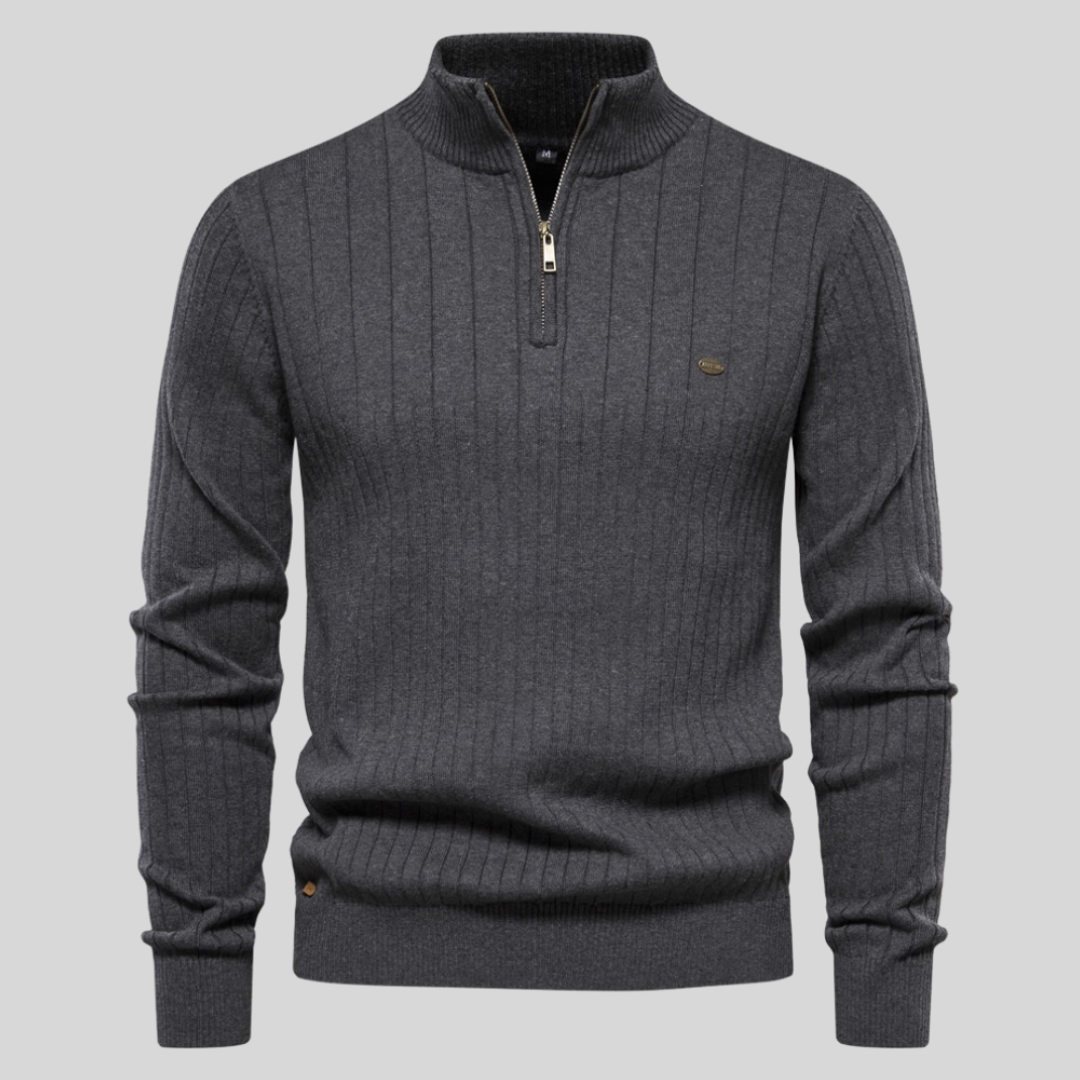 Herren Strickpullover Mit Langarm | Halb Reißverschluss