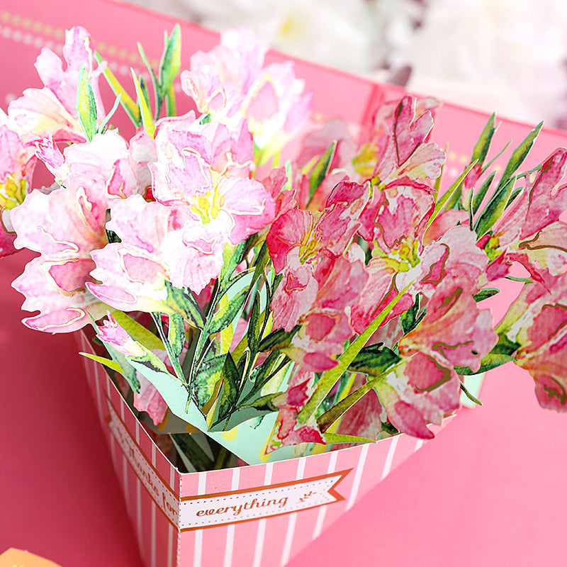 Geschenk zum Muttertag – 3D Aufklappkarte in Rosa mit Umschlag