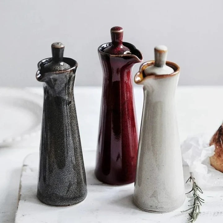 Keramische Gewürz- & Ölflasche – Nordic Stil, Stilvoll & Funktional | Für Speiseöl, Essig & Flüssiggewürze in der Küche