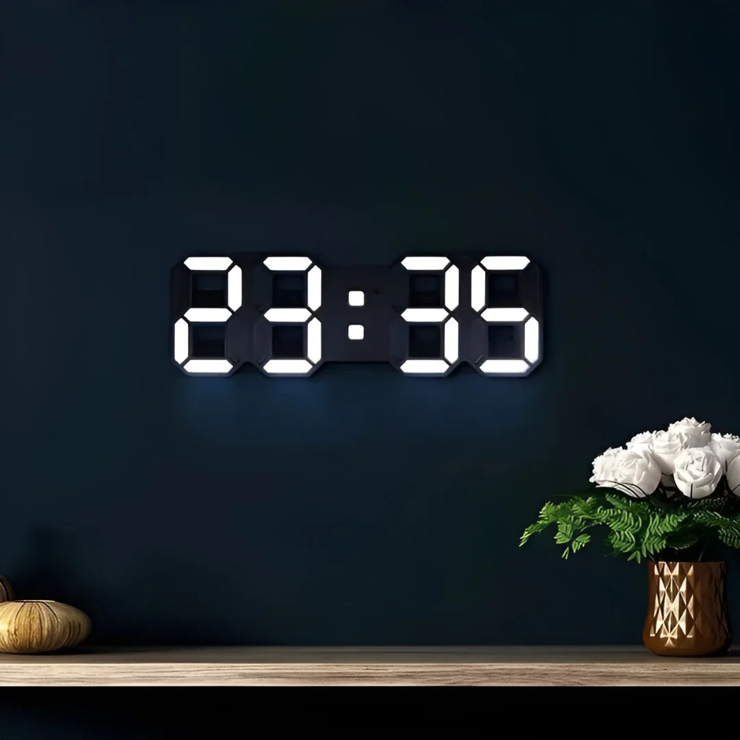 3D LED-Wanduhr – Groß, Dimmbar & mit Anzeige für Zeit, Datum & Temperatur | Moderne Digitaluhr für Wohnzimmer, Büro & Schlafzimmer