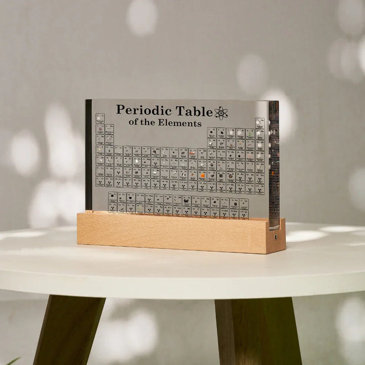 Glowing Periodic Table Showcase Featuring Real Elements