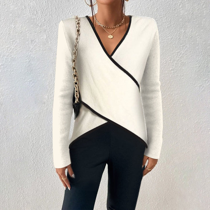 Langärmliger Wickelpullover Mit V-ausschnitt Für Damen | Winter