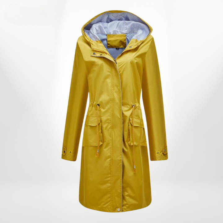 Regenjacke Mit Gestreiftem Futter Für Damen | Mittellang