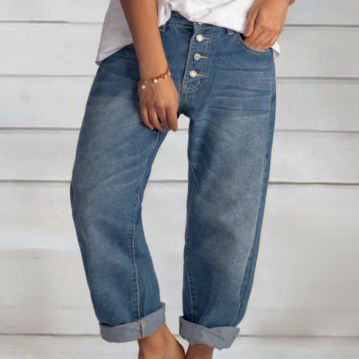 Einfache Blaue Baggy Jeans Für Damen | Weites Bein