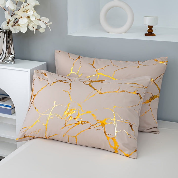 Hot Stamped Marble Quilt Cover and Pillowcase Set