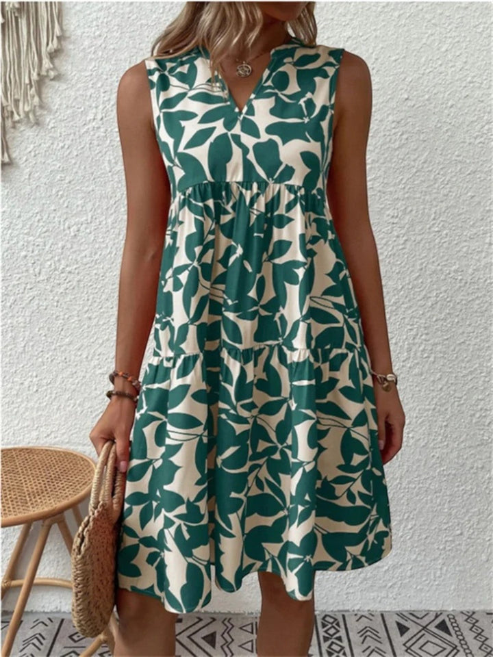 Élina | Ärmelloses Sommerkleid Mit Blättermuster Für Damen