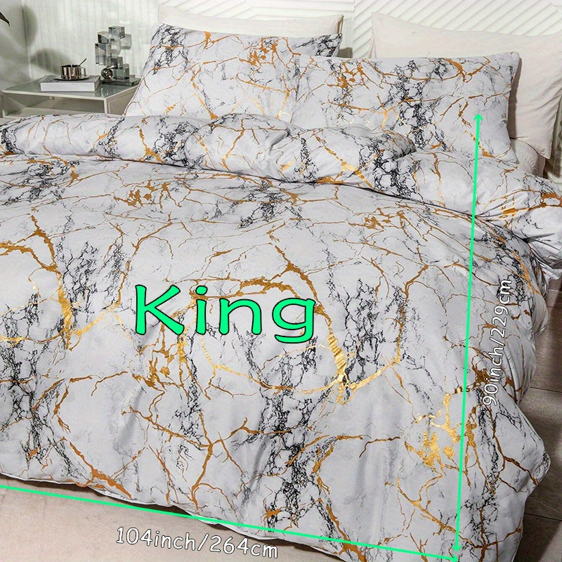 Hot Stamped Marble Quilt Cover and Pillowcase Set