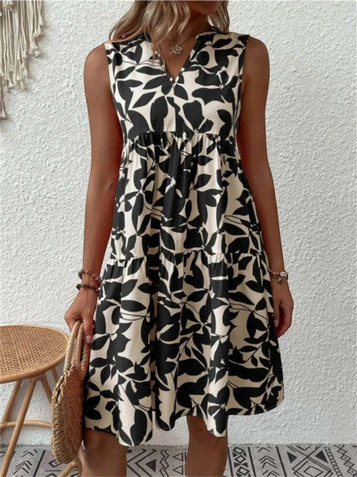 Élina | Ärmelloses Sommerkleid Mit Blättermuster Für Damen