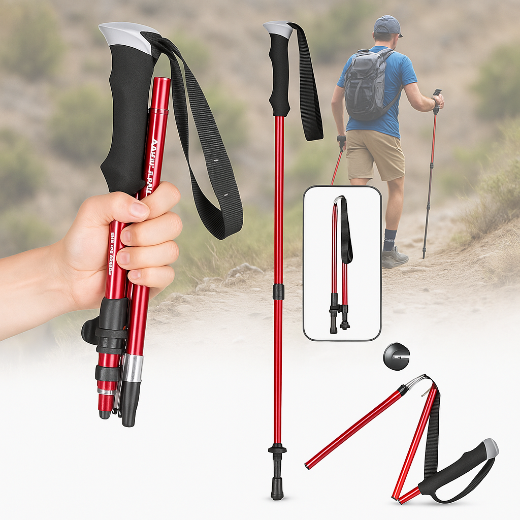 Foldable Hiking Poles Adjustable Support for Outdoor Walking