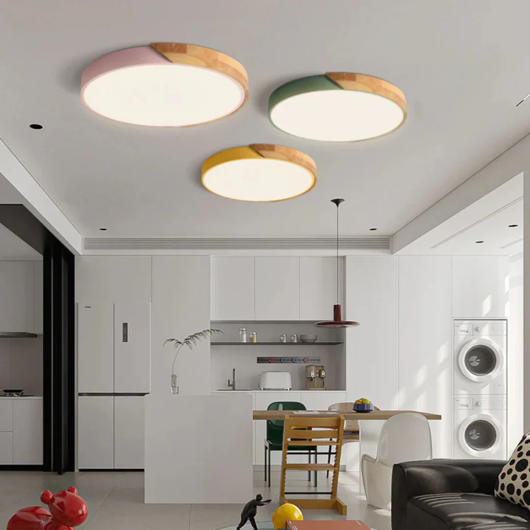 Skandinavische LED-Deckenleuchte aus Holz – Minimalistisches Design & Warmes Licht | Ideal für Schlafzimmer, Flur & Wohnzimmer