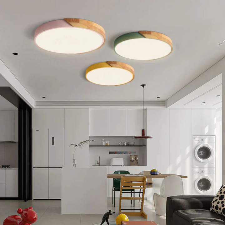 Skandinavische LED-Deckenleuchte aus Holz – Minimalistisches Design & Warmes Licht | Ideal für Schlafzimmer, Flur & Wohnzimmer