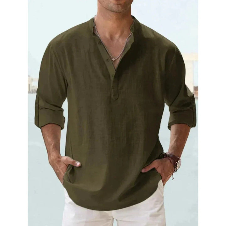 Bastien | Lässiges Henley-shirt Für Herren | Langarm