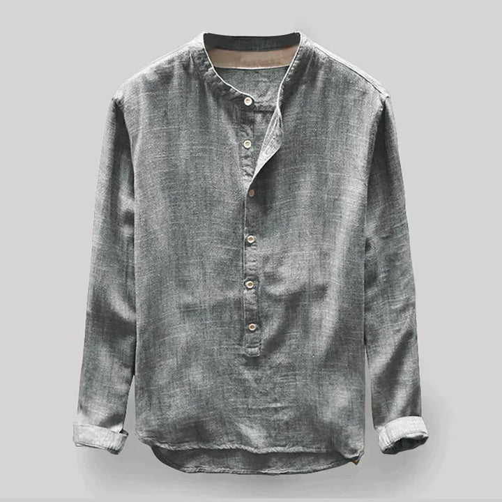 Einfaches Henley-Kragenhemd Für Herren | Langarm