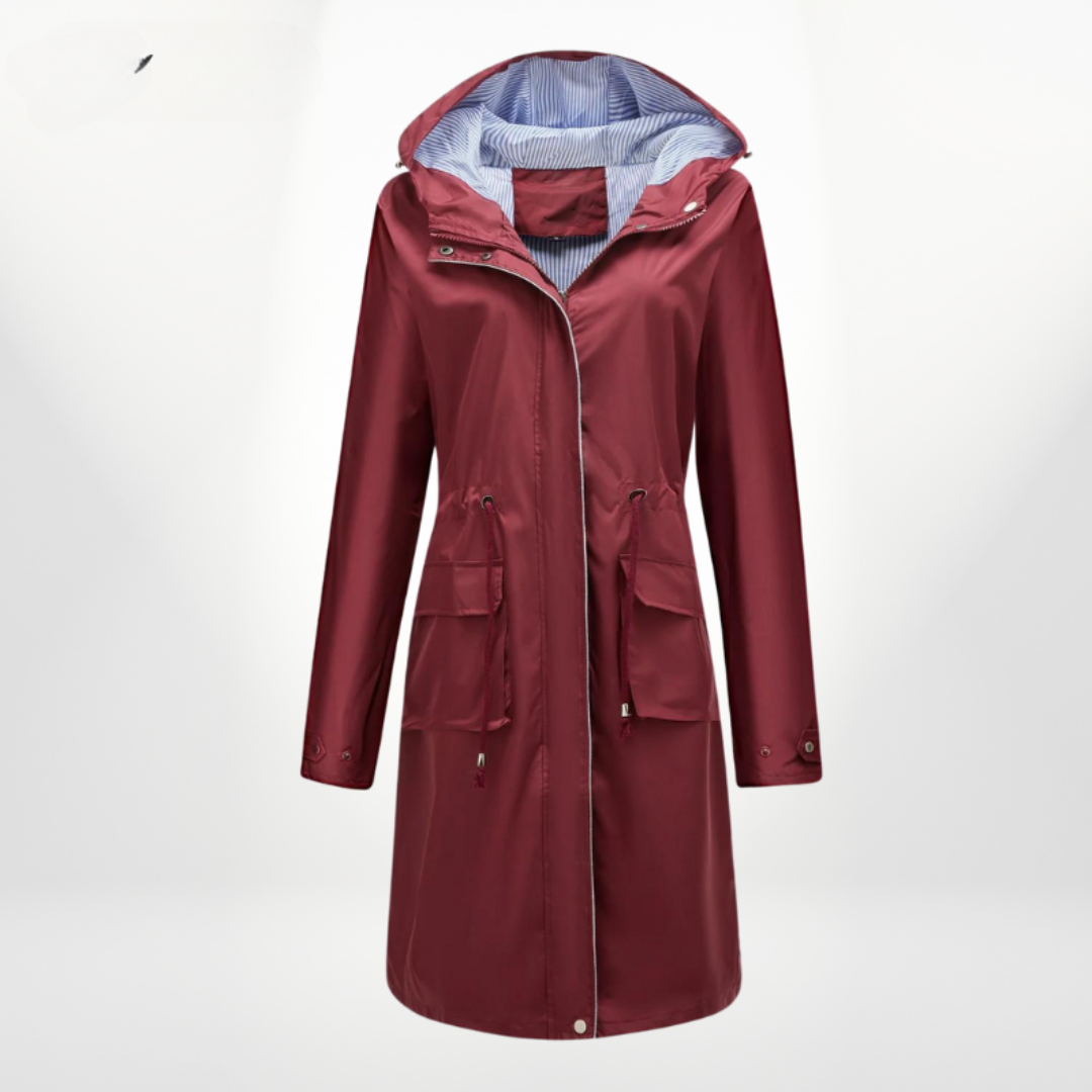 Regenjacke Mit Gestreiftem Futter Für Damen | Mittellang