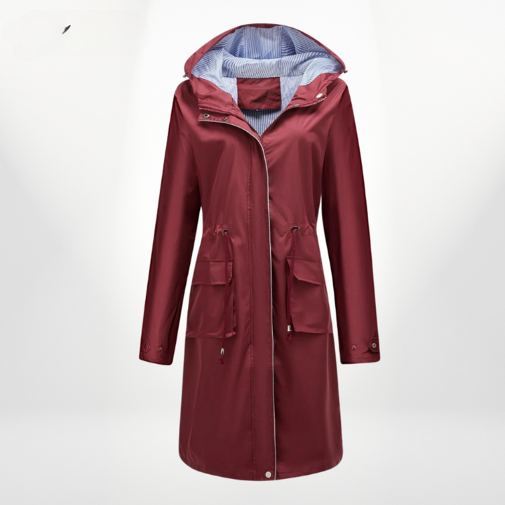 Regenjacke Mit Gestreiftem Futter Für Damen | Mittellang