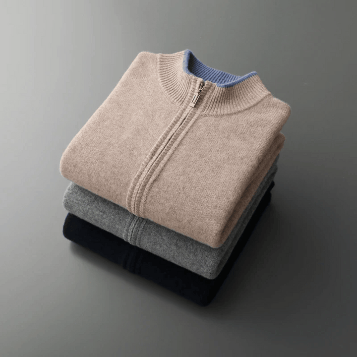 Herren Kaschmir Reißverschlussjacke Mit Langen Ärmeln | Winter
