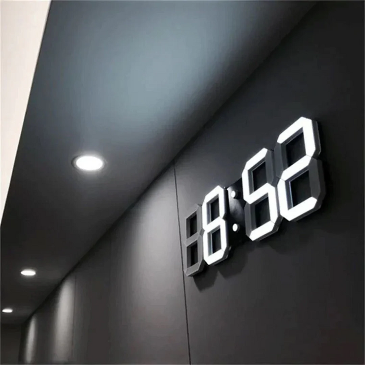 3D LED-Wanduhr – Groß, Dimmbar & mit Anzeige für Zeit, Datum & Temperatur | Moderne Digitaluhr für Wohnzimmer, Büro & Schlafzimmer
