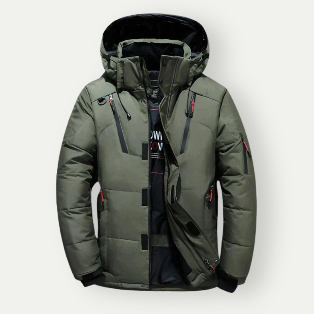 Herren Parka Wintermantel Mit Reißverschluss Und Kapuze | Langarm