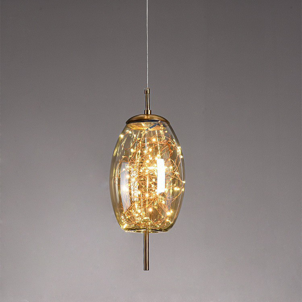 Hanging Glass LED Pendant Light Warm Ambient Ceiling Illumination