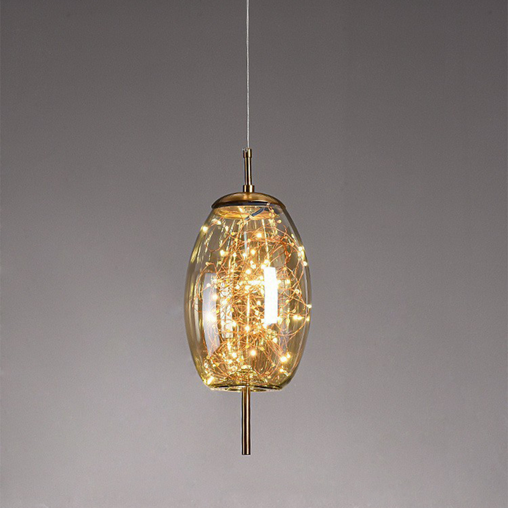 Hanging Glass LED Pendant Light Warm Ambient Ceiling Illumination