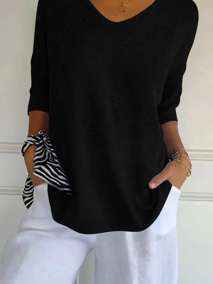Manon | Bequemes Stricktop Mit V-ausschnitt Für Damen
