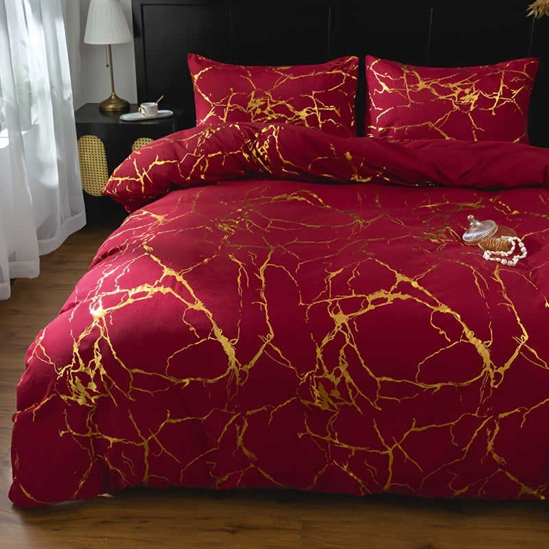 Hot Stamped Marble Quilt Cover and Pillowcase Set