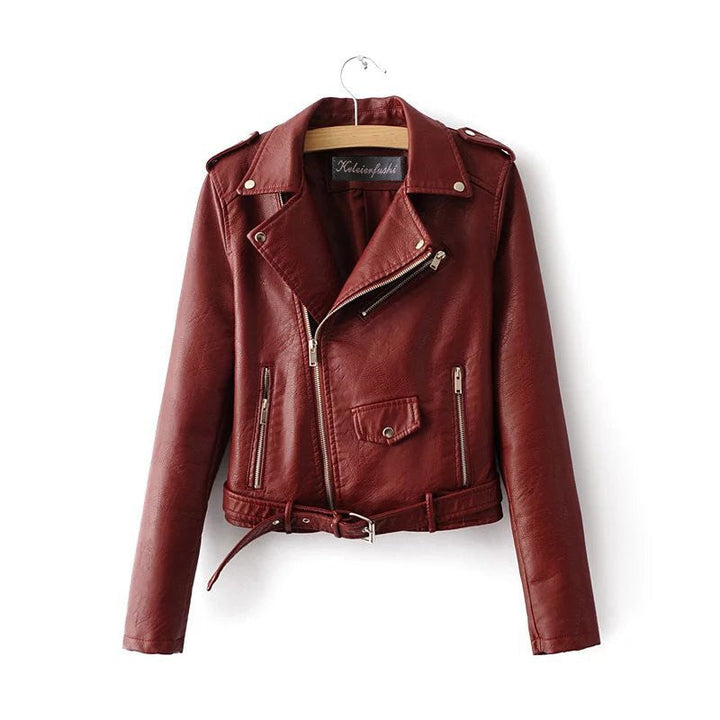 Damen Lederjacke Mit Gürtel | Stylisch