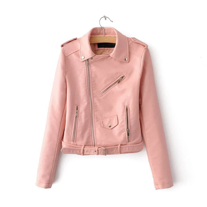 Damen Lederjacke Mit Gürtel | Stylisch