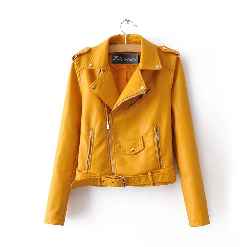 Damen Lederjacke Mit Gürtel | Stylisch