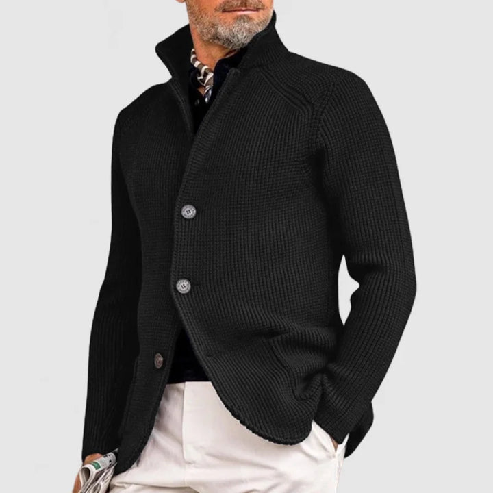 Gerippter Strickblazer Mit Stehkragen Für Herren | Lange Ärmel